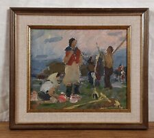 Original Painting, Ukrainian artist Maksimenko, In the Field, Farmers, Landscape