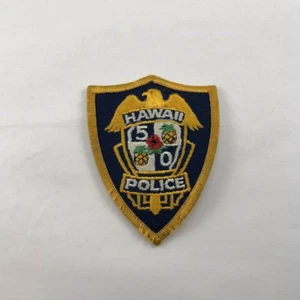 Vintage HAWAII 50 POLICE Iron On / Sew On Patch - Picture 1 of 3