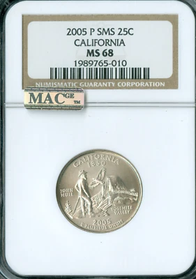 2005 P CALIFORNIA QUARTER NGC MS68 MAC SPOTLESS  . - Image 1 of 2