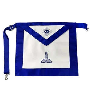 Delantal Masónico Azul Logia Senior Warden Regalia con Bolsillo y Cinturón de 50" - Imagen 1 de 6