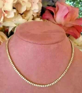 14Ct Round Cut Lab Created Diamond Tennis Necklace 14K Yellow Gold Plated 18" - Picture 1 of 4