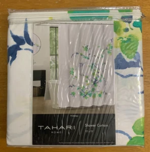 New TAHARI HOME Printemps Fabric Shower Curtain 72 x 72 White Blue Multi Floral - Picture 1 of 2