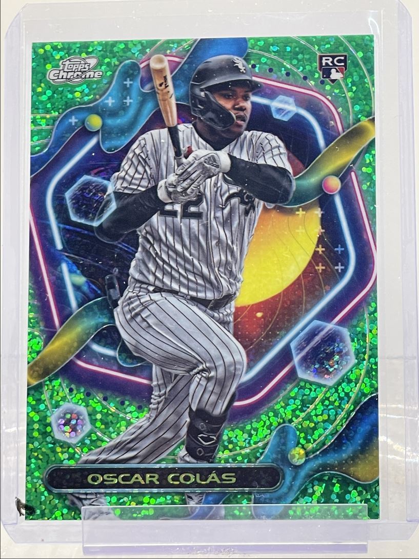 OSCAR COLAS 2023 TOPPS CHROME COSMIC ROOKIE GREEN SPACE RC /75 Q0563