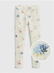 Gap Kids Girls Cream Floral Print Elastic Waist Pull On Cotton Ankle Jeggings 8 - Picture 1 of 4