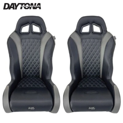Black/Grey Carbon Diamond Stitched Polaris RZR 1000/Turbo Seats (Set of 2) - Image 1 of 4