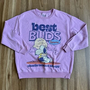 Peanuts Hybrid Crewneck Sweatshirt Size Large Light Purple Charlie Brown Snoopy - Picture 1 of 5