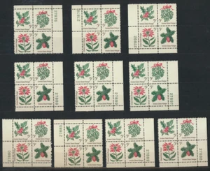 Flores de Navidad 1254-57 Como Nuevas NH Gran Regalo Venta al por mayor LOTE de 10 PLATOS # BLOQUES - Imagen 1 de 1