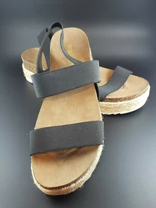 Sandalias Madden NYC para mujer Cybell alpargata plataforma corcho/caucho negras talla 10 - Imagen 1 de 3