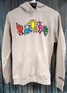 Felpa con cappuccio Keith Haring Ripple manica lunga marrone ballerine tasca canguro S - Foto 1 di 7