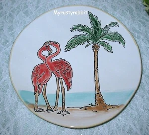Eli & Ana Brittany FLAMINGO 4 Salad Plates - Tropical Ceramic New - Picture 1 of 4