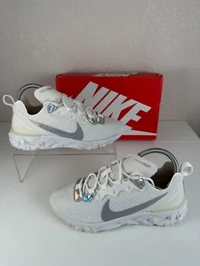 Nike React Element 55 White Summit Silver Trainers CN0147 100- Size UK 5/EU 38.5 - Picture 1 of 7