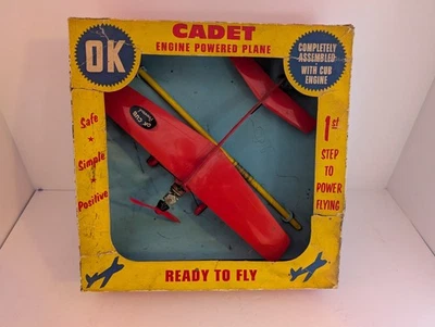 Rare Vintage 1960s Herkimer OK Cub Cadet Tether Model Airplane With Box & Paper  - Image 1 of 4