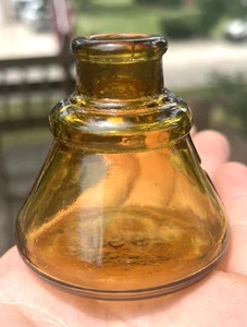 SEHR SCHÖNE GELBE BERNSTEINFARBENE CARTER'S 1897 KEGEL TINTENFLASCHE GESCHNITZT SAUBER L@@K - Bild 1 von 7
