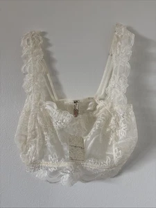 Intimately Free People Sz Large Lace Bralette Bra Ivory Adjustable Straps Sheer - Picture 1 of 6