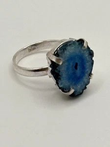 Anillo Geoda Cuarzo Solar Azul SS 925 Damas Talla 6 - Imagen 1 de 6