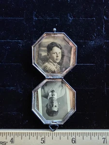 Antique Sterling Silver Picture Frame Locket Necklace Pendant Marked/Tested+ - Picture 1 of 4