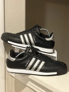 ADIDAS Samoa Black White Leather Sneakers Trefoil Classic AQ7907mens Size 11 - Picture 1 of 9