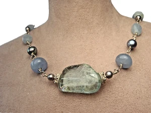 Vintage Beautiful Handcrafted Multicolor Gemstone Sterling Silver Necklace - Picture 1 of 19