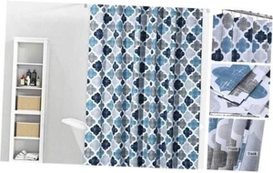 Shower Curtain, Geometric Quatrefoil 72"W x 72"L (Pack of 1) Navy/Blue/Grey - Picture 1 of 8