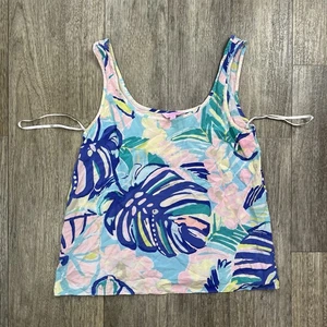Camiseta sin mangas Lilly Pulitzer Cosmos para mujer mediana exótica jardín seda concha floral - Imagen 1 de 11