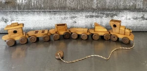 Vintage handgefertigt Holz 30+ Zoll 6 Stück Spielzeug Zug Spielset - Bild 1 von 11