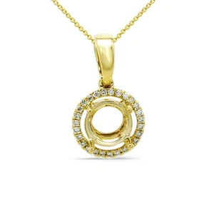 Pendant Semi Mount Round 5mm In 14K Yellow Gold With Diamond Accents (55211) - Picture 1 of 2