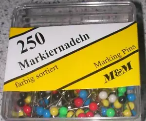 250 Markiernadeln Pinnwandnadeln Rundkopf 4x20mm Tipp NEU OVP Büro Ordnung Orga - Bild 1 von 1