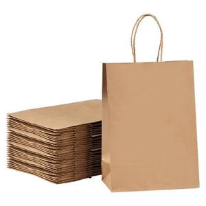 100 Pcs Paper Gift Bags with Handles for Small Business Christmas Party Favors - Picture 1 of 6