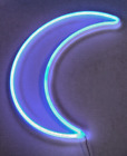 Neon Light Blue Crescent Moon Wall Mount USB or 3 AA Battery Pack 12" x 10" 