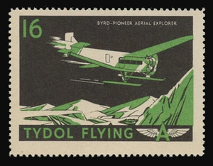 TYDOL FLYING "A" POSTER FRANCOBOLLI DEL 1940 - #16, BYRD - PIONIERE ESPLORATORE AEREO - Foto 1 di 2