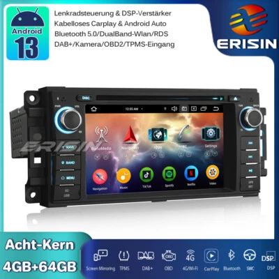 8-Kern Android 13 Autoradio GPS CarPlay für Jeep Compass Wrangler Chrysler Dodge - Bild 1 von 4