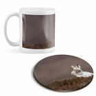 Mug & Round Coaster Set - Mountain Hare Rabbit Tundra #12622
