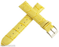 Elini Mens 20mm Alligator Embossed Genuine Leather Yellow Watch Band Strap