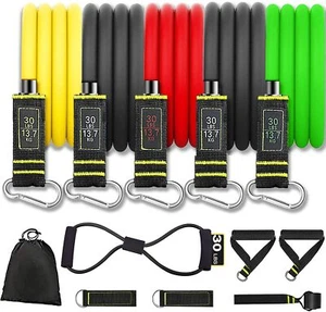 12 Heavy Men's Handle Workout Fitness Exercise Resistance Bands Set Up To 150lbs - Picture 1 of 7