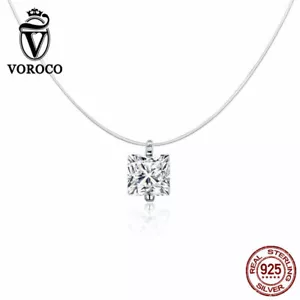 Voroco European Necklace Chain Pendant S925 Sterling Silver Charm Women Jewelry - Picture 1 of 11