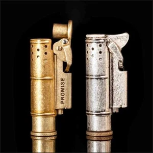 PROMISE Vintage Classic Brass Oil Lighter Rare Nostalgic Trench Gasoline WWII - Picture 1 of 16