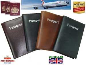 New UK European Passport Cover Holder Wallet Pouch Real Leather - Picture 1 of 4