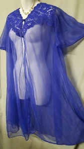 Ventura Purple Robe Sheer Chiffon Knee Short Sleeve Size Medium 46" BUST - Picture 1 of 4