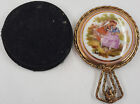 French Limoges Fragonard Porcelain Hand Held Mirror Courting Couple/Cover, EUC