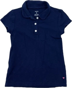 Carters Girls School Uniform Polo Shirt Sz 5 Navy Blue Short Sleeve Cotton Shirt - Picture 1 of 4