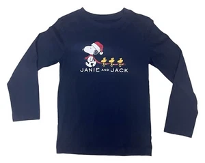 Janie and Jack Peanuts Snoopy Christmas Shirt Size 6 Long Sleeve T-Shirt Top - Picture 1 of 7