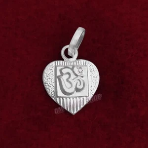 Holy Om Heart Shape Designer Pendant in Pure Silver Ompoojasohp - Picture 1 of 2