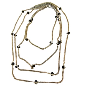 Collar Ann Taylor Loft Multistrand Distintivo Tono Plata Cuentas Negras En Capas - Imagen 1 de 16