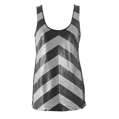 Топ INC размер S черный серебристый шеврон спереди полные блестки хлопок спандекс нарядный топ - Изображение 1 из 4