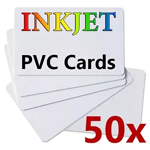 50 x dwustronne karty identyfikacyjne atramentowe PVC do drukarek atramentowych Canon i Epson - Zdjęcie 1 z 1