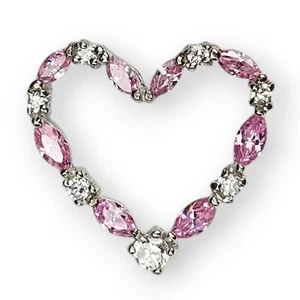 Colgante Deslizable Corazón Abierto Esterlina Rosa Blanco Circonita cúbica Chapado en Rodio Plata 925 3/4" - Imagen 1 de 12