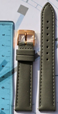 Sangle Gris en Cuir Tissot Original Neuf Bracelet 17mm Boucle en Acier - Photo 1/4