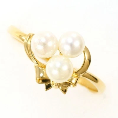 Anillo Oro Amarillo 18K 10.5 Japón Tamaño Perla (Perla) 4mm 1.5g Envío Gratis Usado Foto 1 de 4