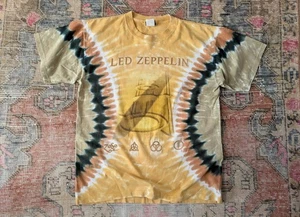 Vtg 2003 Led Zeppelin Crop Circles Tie Dye Rock Band T-Shirt Tee Liquid Blue L - Picture 1 of 5