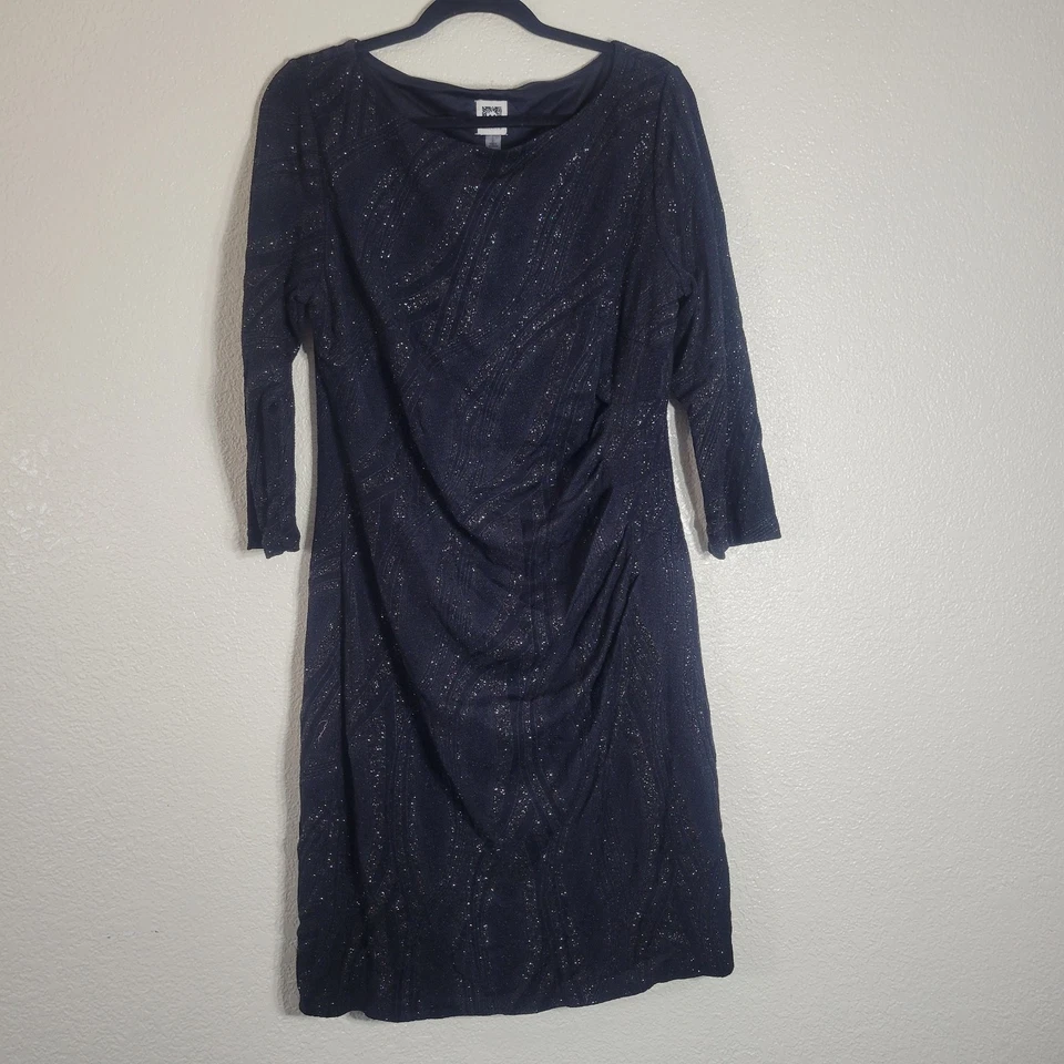 Anne Klein Women's Black Sparkly Long Sleeve Dress Size 16 - Image 1 of 4